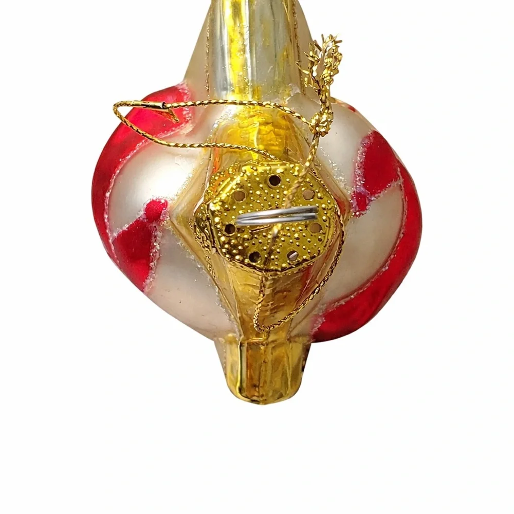 St Nicholas Square Glass Baseball Star Ornament Gold Christmas